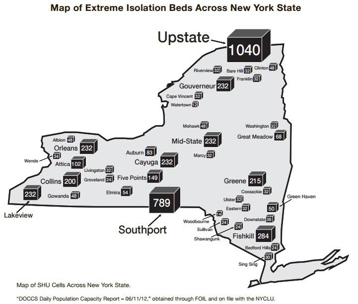 Map of SHU Cells Across N.Y. State, 2012
