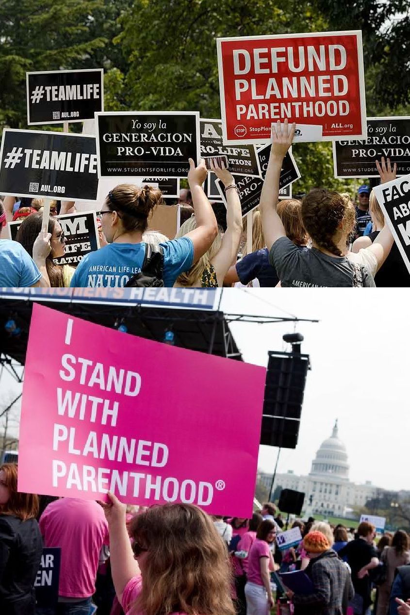 Pro- and anti-Planned Parenthood Protestors